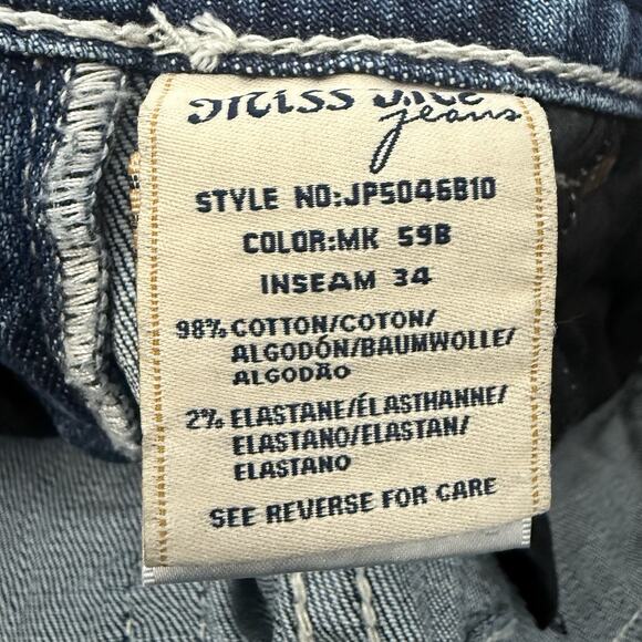 Miss Me Jeans 27 x 34 Boot Cut Rhinestone Sequin Bling Distressed Buckle Cross - Picture 12 of 13